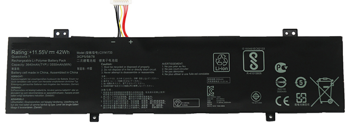 Kompatibel Bærbar PC batteri asus  til C31N1733 